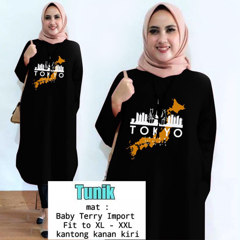 TUNIK TOKYO / TUNIK POLOS/ TUNIK CEWEK / TUNIK PANJANG / TUNIK MOTE / TUNIK MUSLIM / TUNIK KEKINIAN