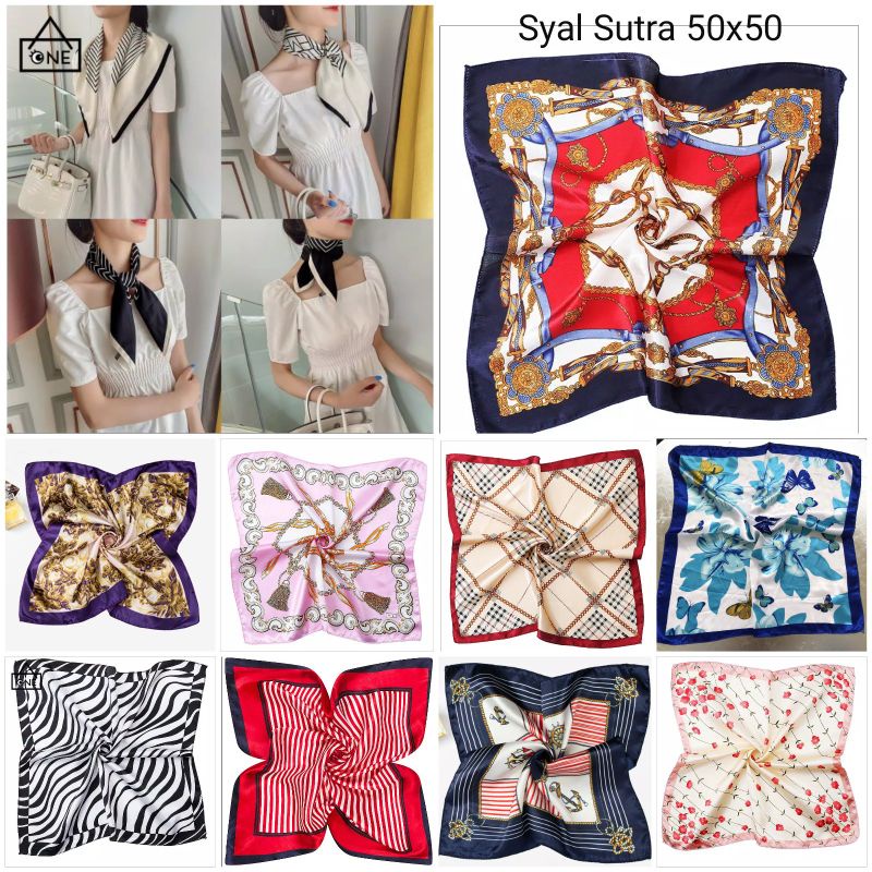 Syal Fashionable sutra syal leher syal tas syal 50x50 scarf satine