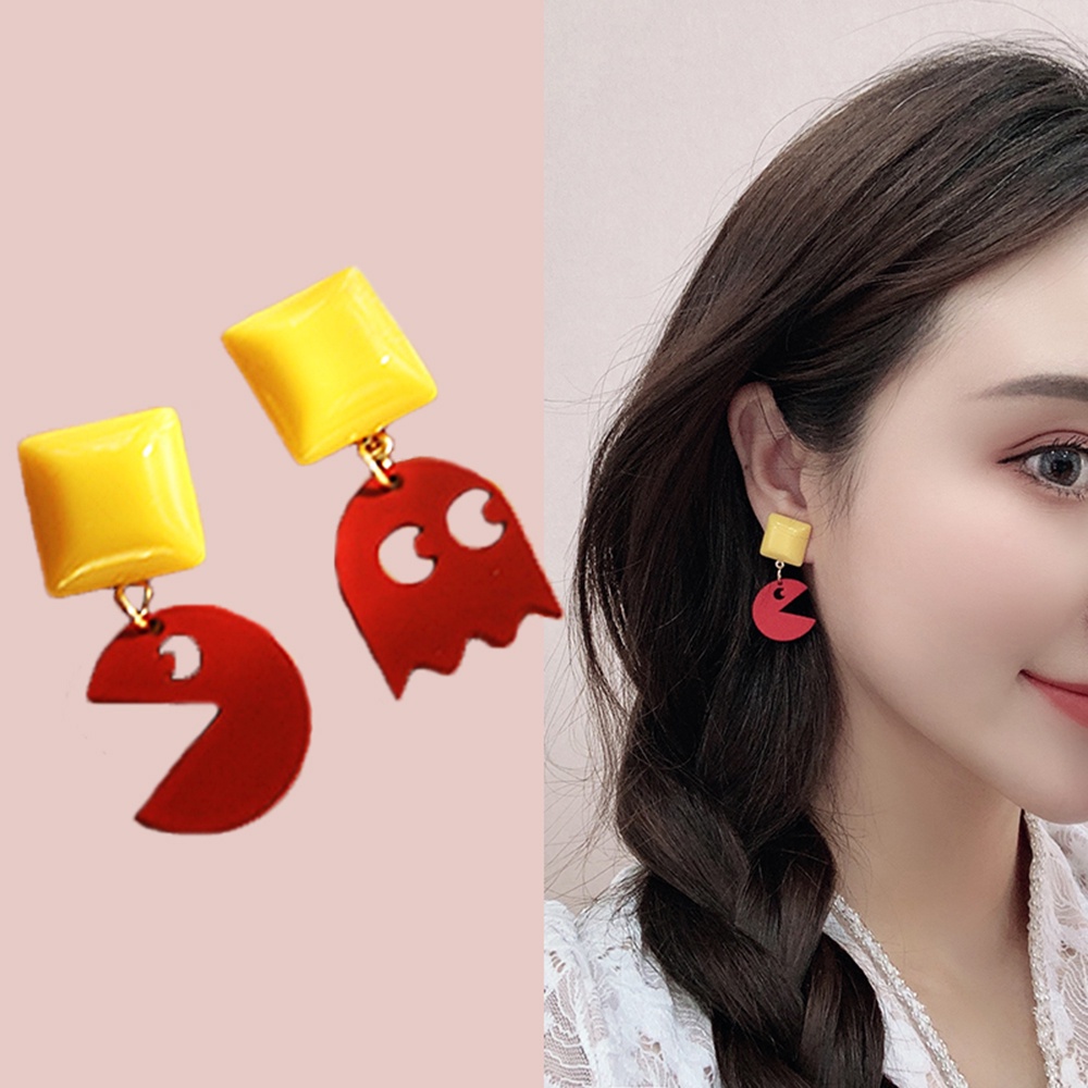 SKJK  New Dangle Earrings Long Earrings Acrylic Drop Earrings Women Big Fashion Round Geometric Polka Dot Ear Stud