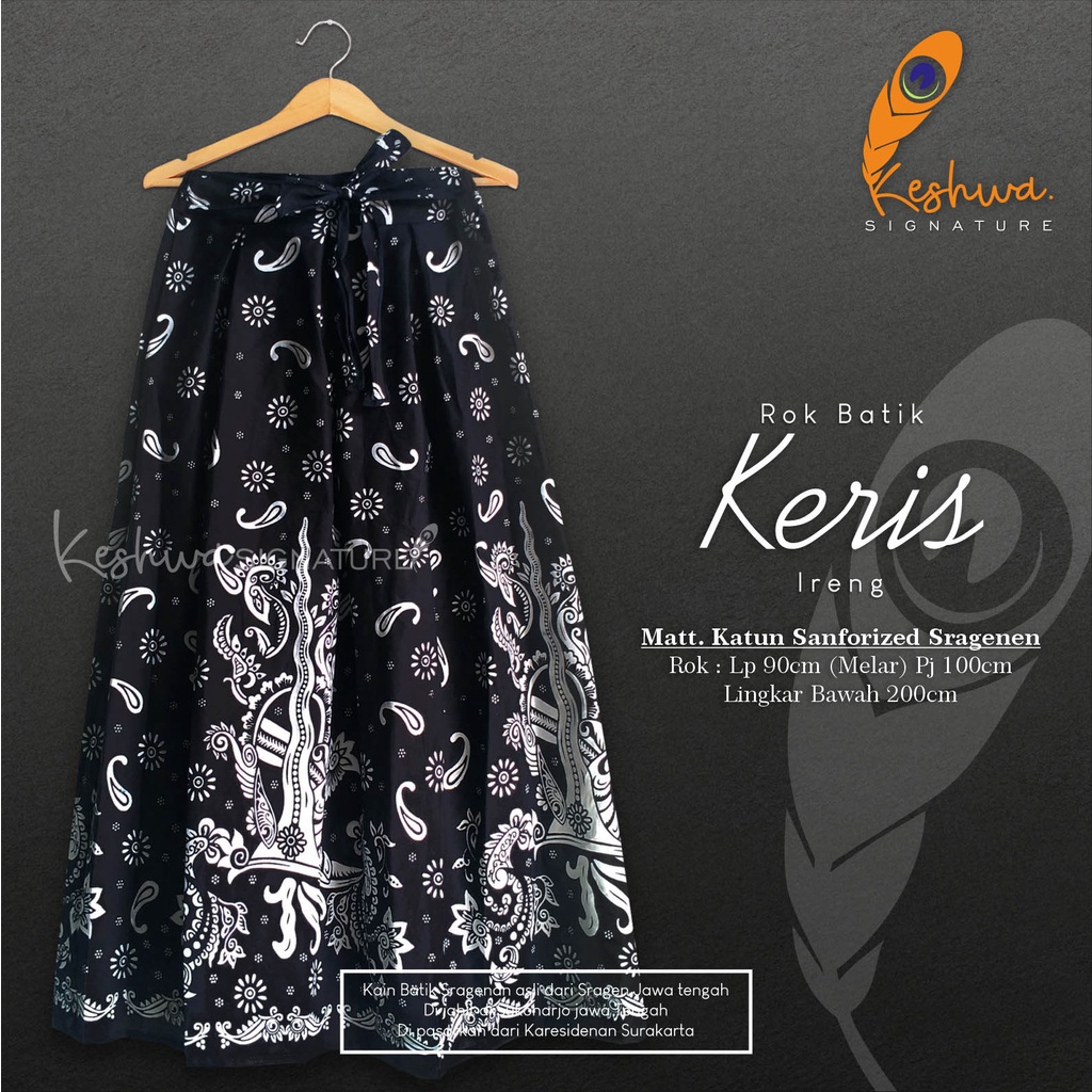 ROK BATIK ALUSAN PANDITA BAWAHAN BATIK WANITA TERKINI ORI KESHWA MURAH ORIGINAL REALPICT-Keris Ireng