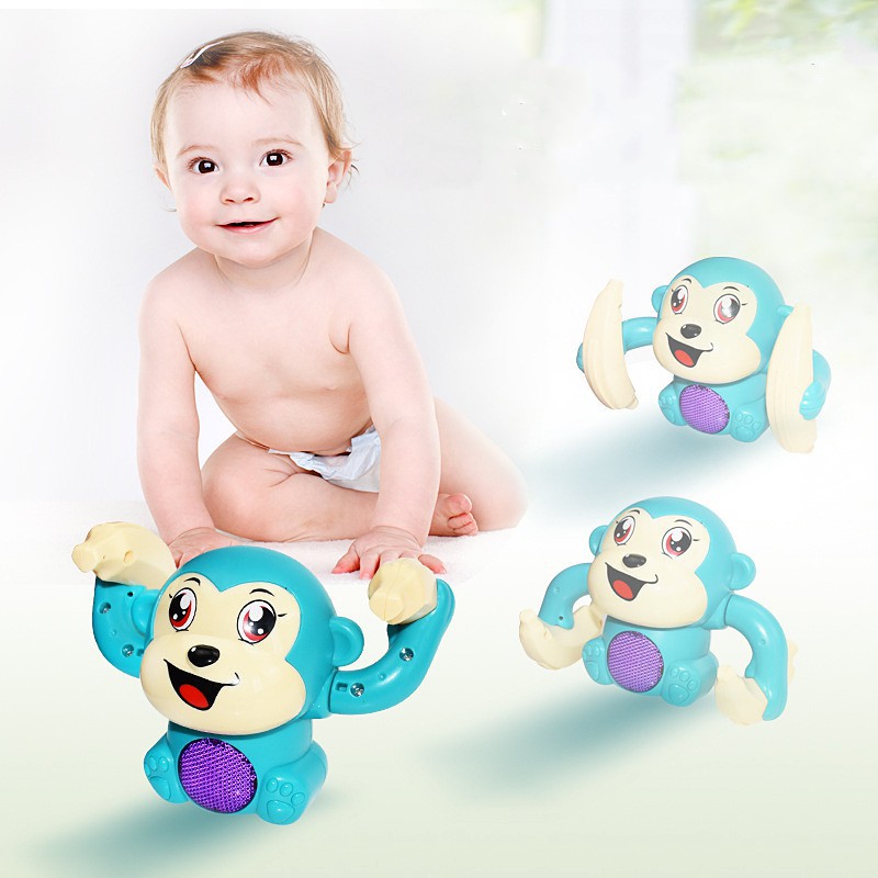 1pc Mainan Boneka Monyet Elektrik Bisa Jalan / Bernyanyi / Merangkak Dengan Kontrol Suara Untuk Bayi / Anak