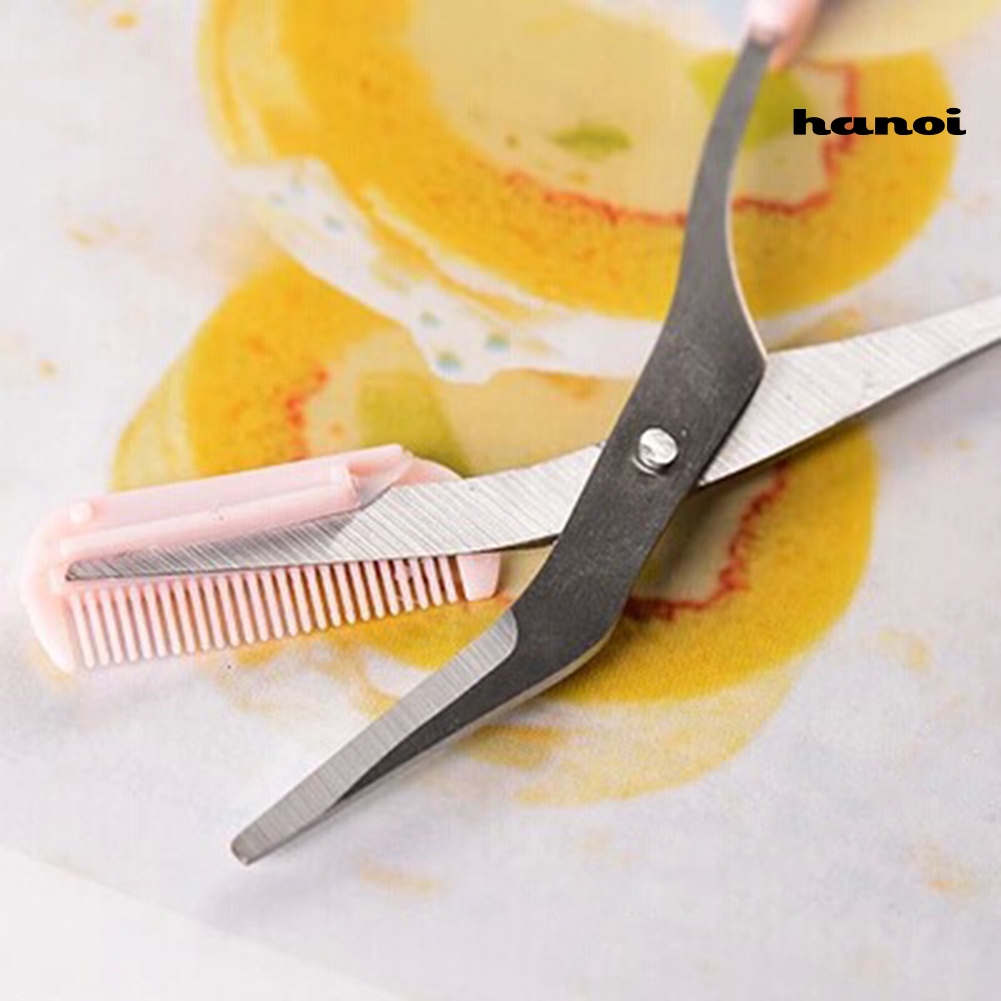 HQTM_Stainless Steel Eyebrow Trimmer Scissor with Comb Facial Hair Removal Shaver