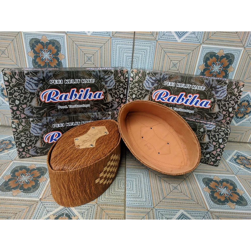 Peci Kulit Kayu Waru/Honai Motif Songkok Anyam Warna Coklat (TERBARU)