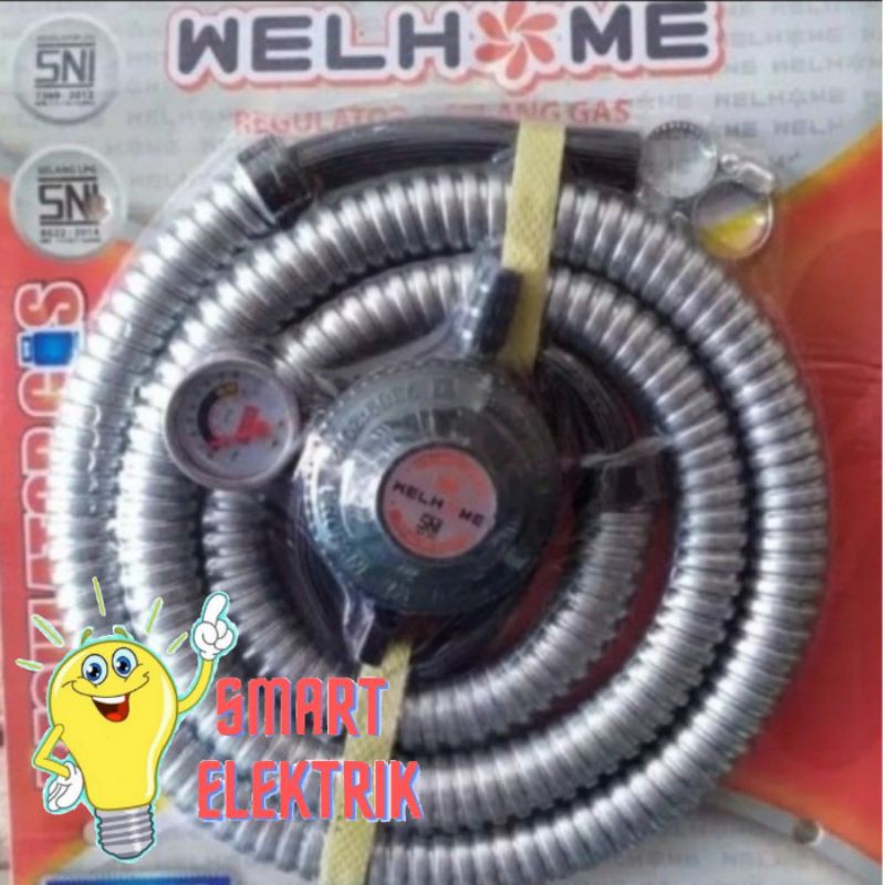 Selang + Regulator Gas LPG Paket Merk Welhome Type WG-128S