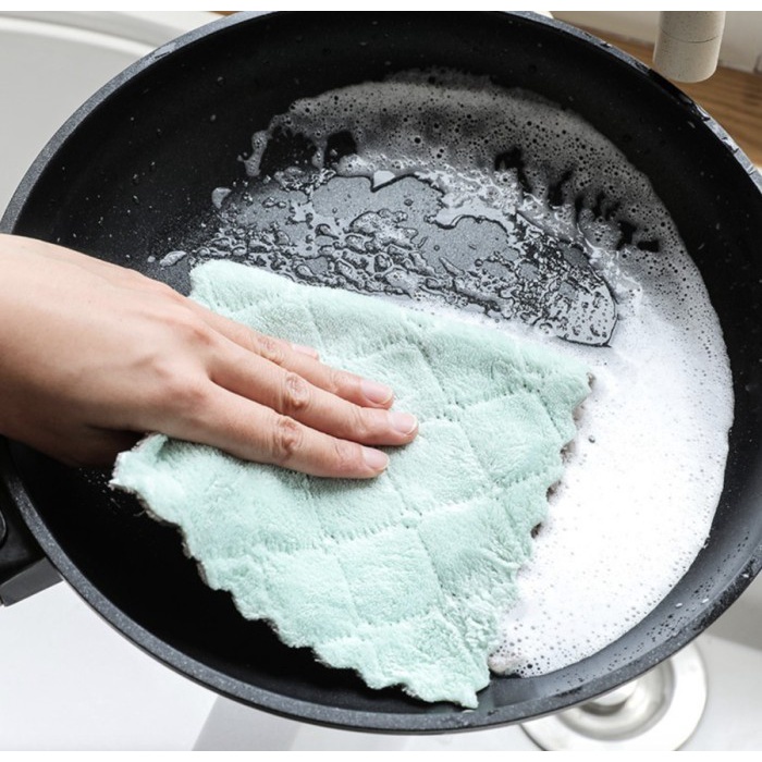 LALUGO Kain Lap Dapur Meja Piring Anti Minyak Microfiber Kitchen Towel Serbaguna Serap Air Cleaning Cloth