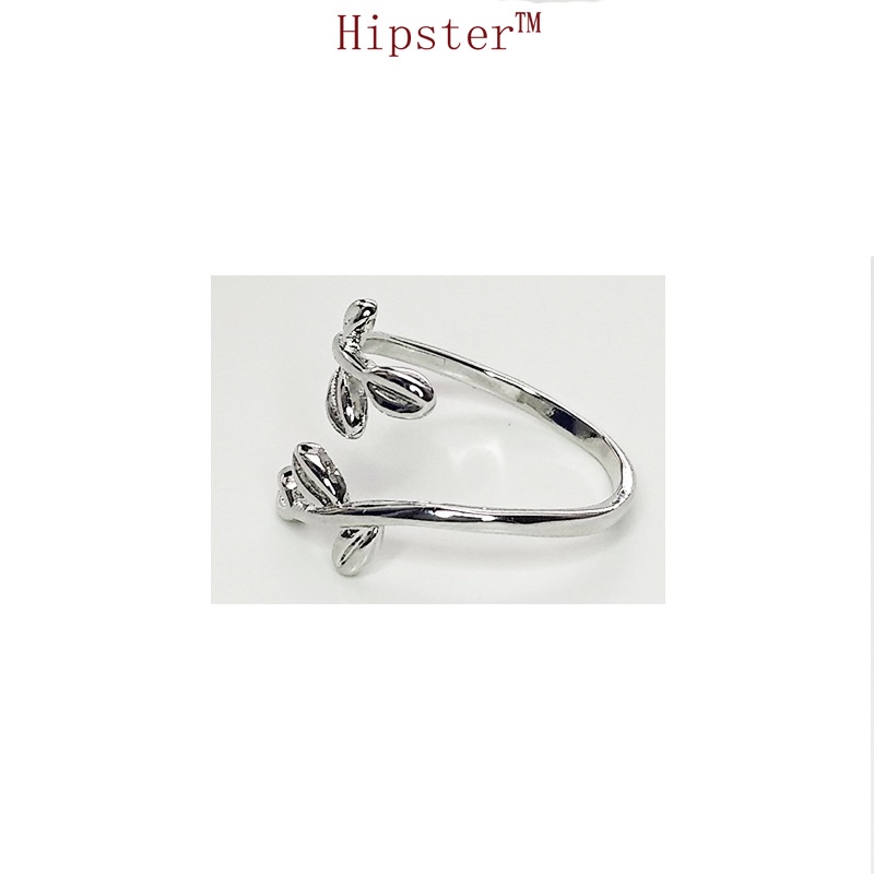 Hot Sale Creative Design Personality Silver Leaves Adjustable Ring