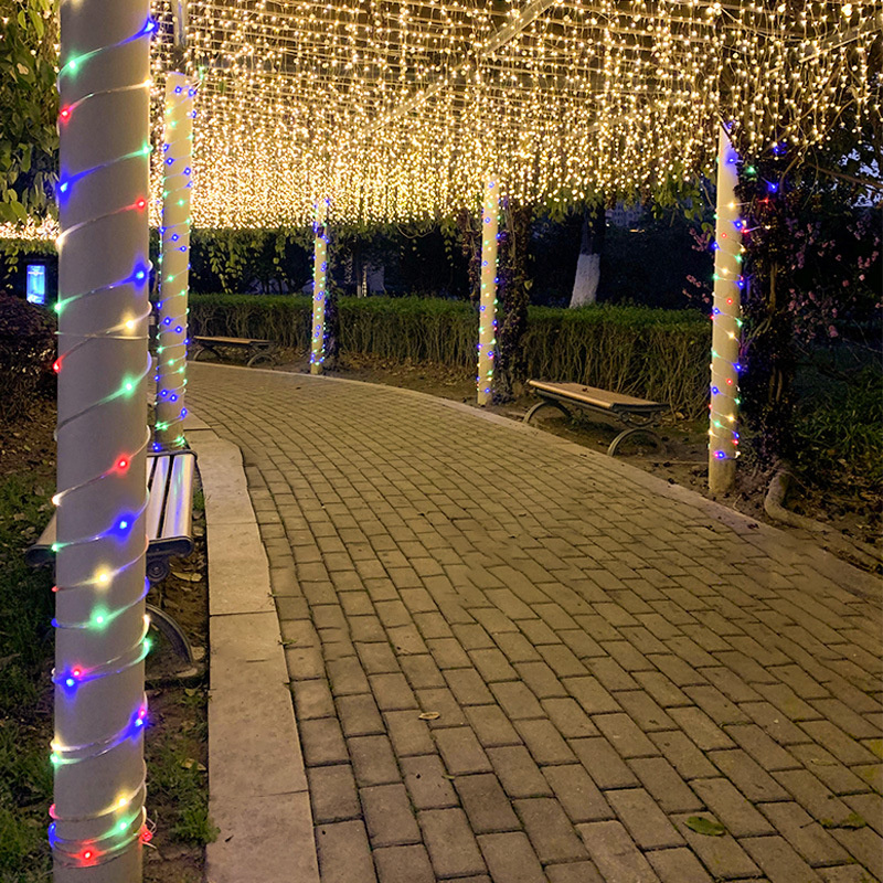 7/12m Solar PVC Rainbow Tube Copper Wire Light/Lampu Tabung Luar Ruangan LED Tahan Air/String Light Untuk Lentera Dekorasi Natal/Lighting Night String Light Lamp