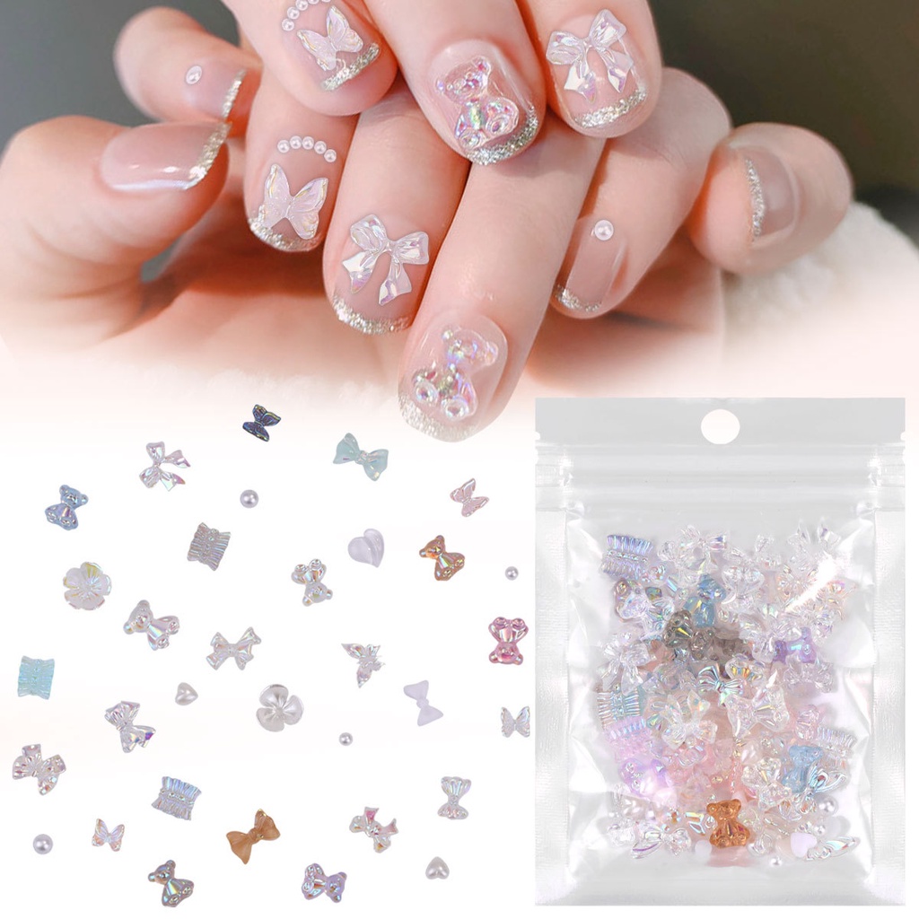 12g / Kantong Hiasan Kuku 3d Nail Art Diy/ Aurora / Beruang / Kupu-Kupu Untuk Aksesoris Nail Art / Manicure Charms  Berlian Imitasi Untuk Aksesoris Nail Art