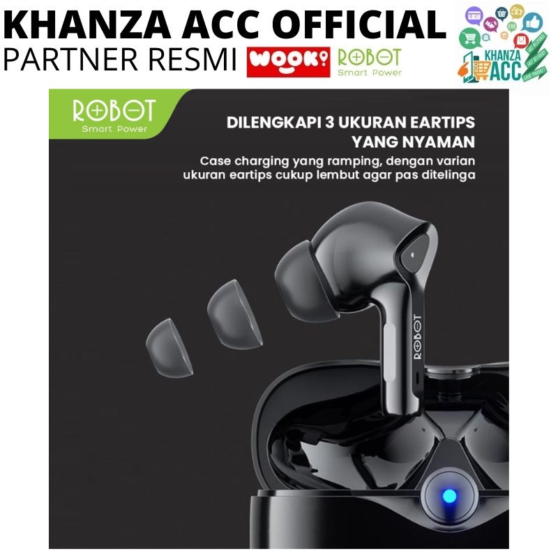 KHANZAACC ROBOT T30 Earphone Bluetooth Airbuds Earphone True Wireless Earbuds Headset