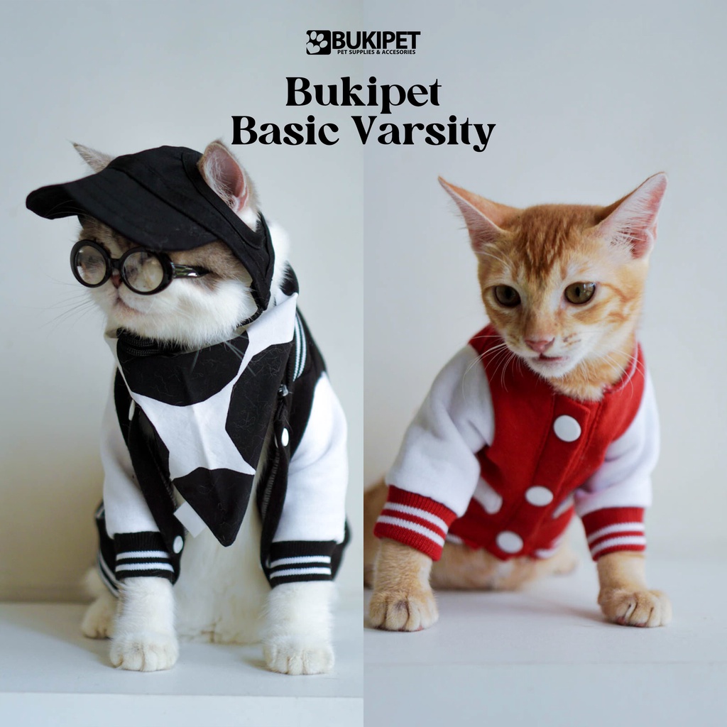 Baju kucing anjing kelinci monyet lucu aksesoris hewan kecil - BUKIPET BASIC VARSITY