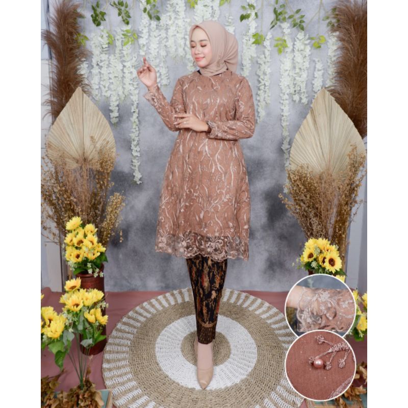 SETELAN TUNIK TULLE PREMIUM//SET WANITA MEWAH//KEBAYA WANITA MASAKINI//KEBAYA TUNIK KURUNG//KEBAYA P