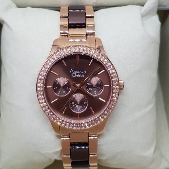 Jam tangan wanita alexandre christie ac 2914 stainless rose gold strap barang ada