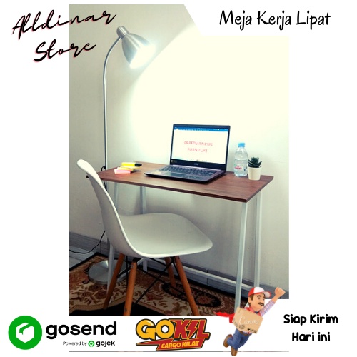 Meja Portable Kerja Kayu Computer Kantor Besi Minimalis Modern Lipat 80x40