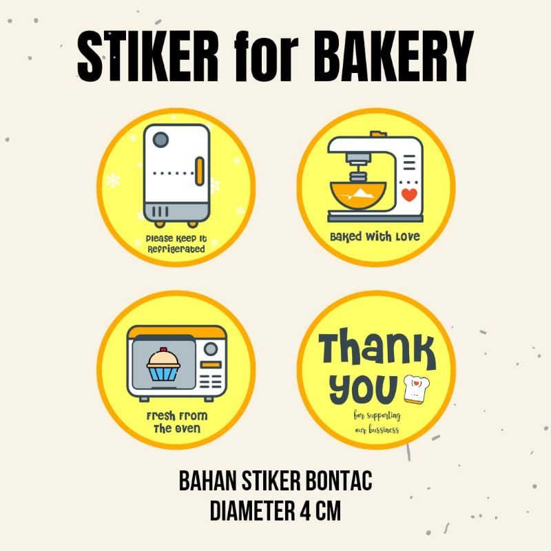 

Stiker Stiker Bakery Thank You Fresh From the oven Baked With Love Please Keep It in the Refrigerator