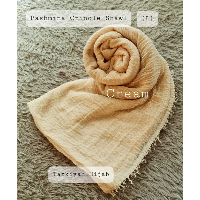Pashmina Crinkle Shawl-Cream**(L)