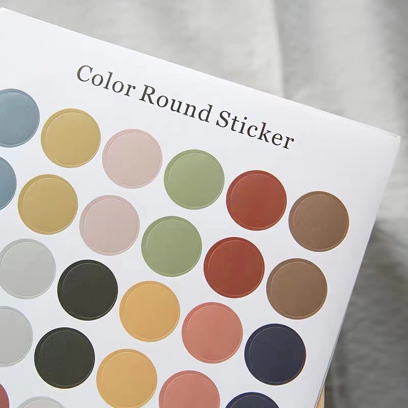 MurmerOfficial  R438 Stiker Bulat/Dot Round Sticker Sticker Deco Aesthetic Untuk Scrapbook Bujo Journal 1 Lembar isi (48pcs)