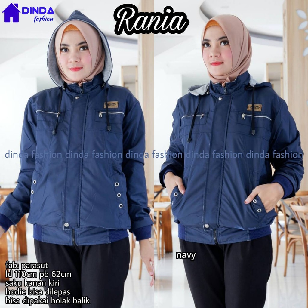 rania bobal dinda | jaket wanita parasut bolak balik all size standar