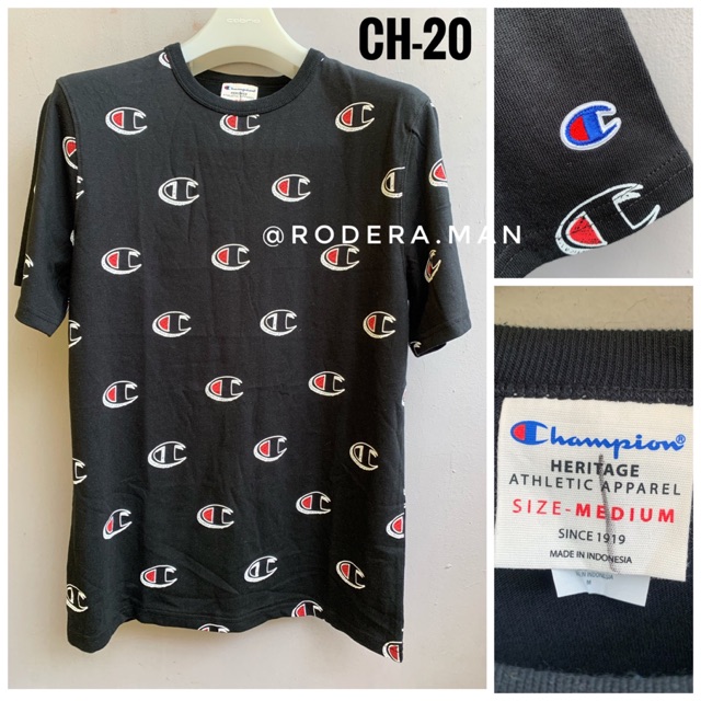  Kaos  Champion  Life Men Heritage  Tee All Over Logo Original 