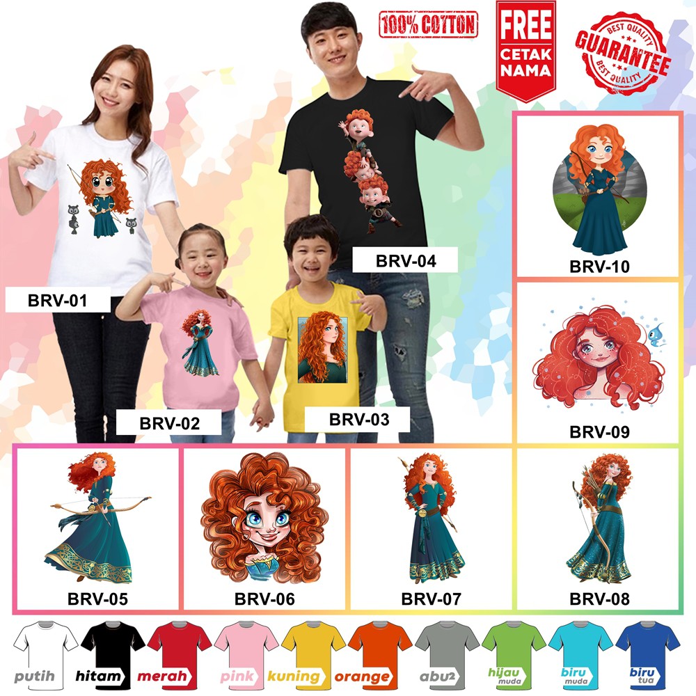 [FREE NAMA!!] Baju Kaos ANAK DAN DEWASA BRAVE Merida BANYAK MOTIF