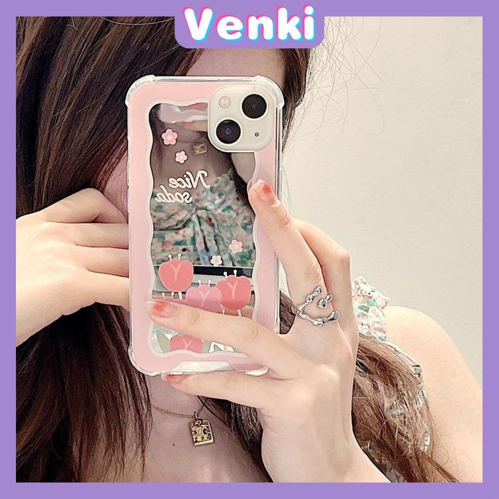 iPhone Case Acrylic HD Mirror Laser Airbag Shockproof Protection Camera Cute Pink Rose Flower Compatible For iPhone 11 iPhone 13 Pro Max iPhone 12 Pro Max iPhone 7 Plus iPhone xr