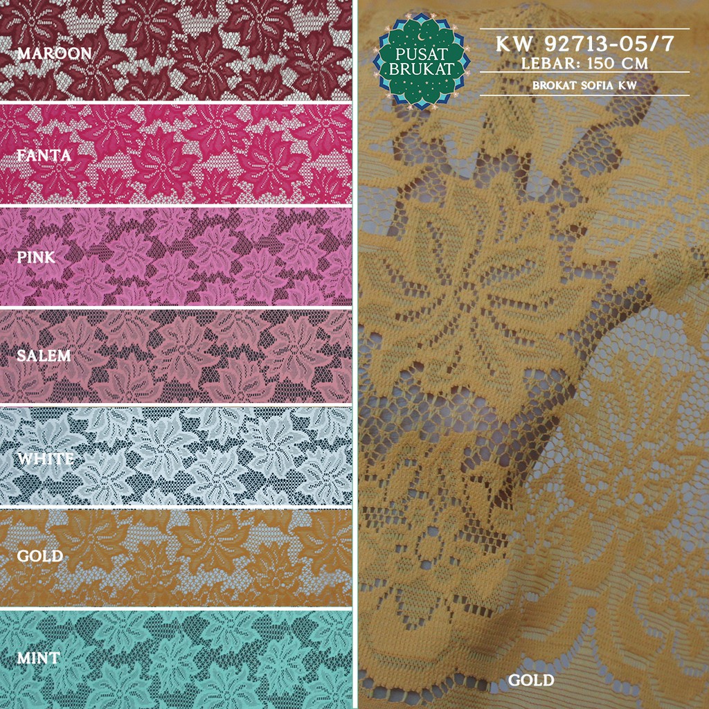 KAIN BRUKAT LACE KEBAYA METERAN / BROKAT MALIKA MOTIF BUNGA  - NOVA KW 92713 [harga per 0.5m]