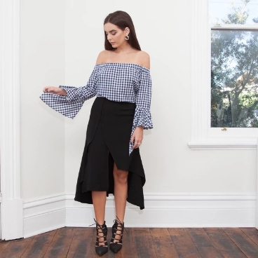 Hello Parry Iva Off Shoulder Gingham Top