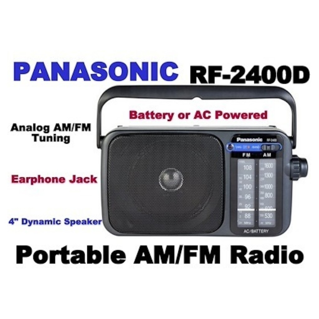 Panasonic Radio Portable RF 2400D AM/FM Pakai baterai / listrik Classic Unik Ori