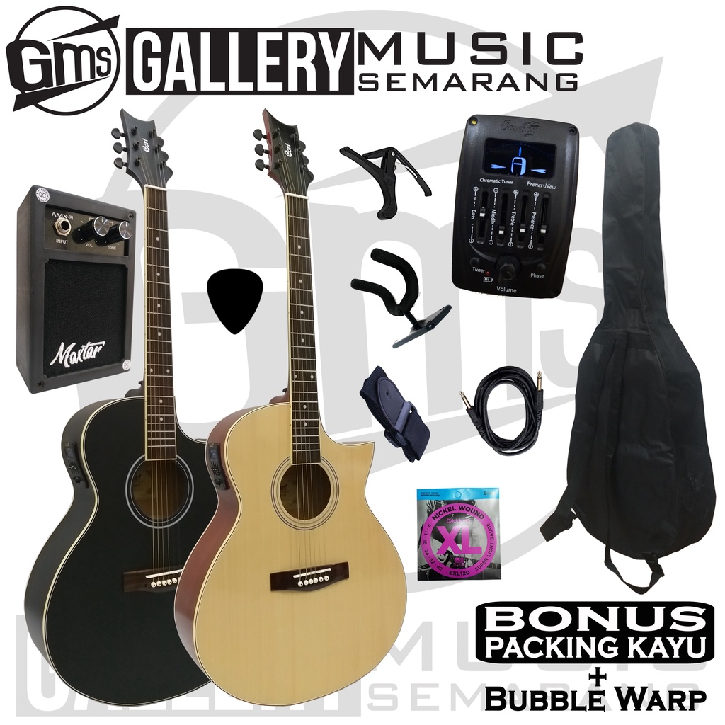 Gitar Akustik Elektrik Cort Lancip Equalizer Tuner Cowboy Prener New Custom Paket Super Komplit