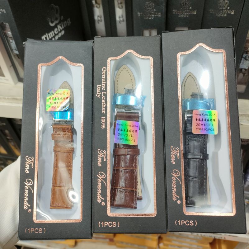 ORIGINAL Strap Tali Jam tangan Kulit Time Veranda Butterfly 18mm 20mm 22mm 24mm Pria Wanita Strap Ex