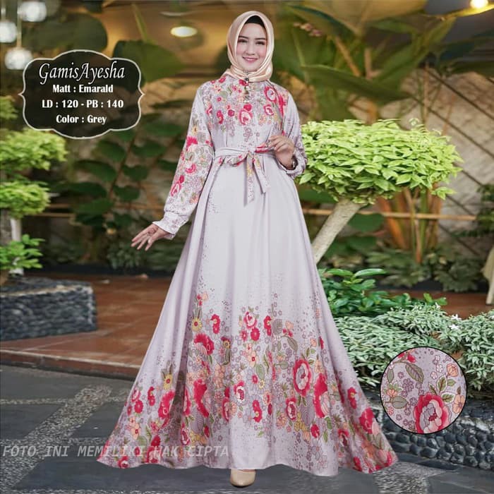 GAMIS PESTA WANITA TERBARU AYESHA GAMIS WANITA ABU