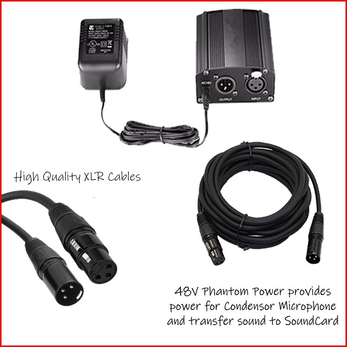 Phantom Power 48V &amp; Kabel XLR 3 Meter for Condensor Microphone