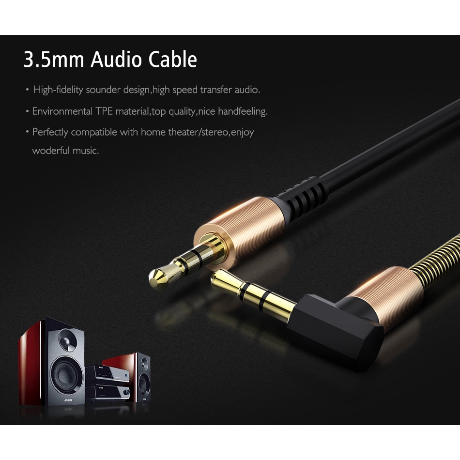 Kabel Audio AUX 3.5mm Spring L Jack 1.5m Gold Plated Male To Male Per