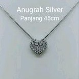 Kalung italy+liontin tusuk love remaja/dewasa mata diamond perak asli 925/Silver lapisan emas putih!