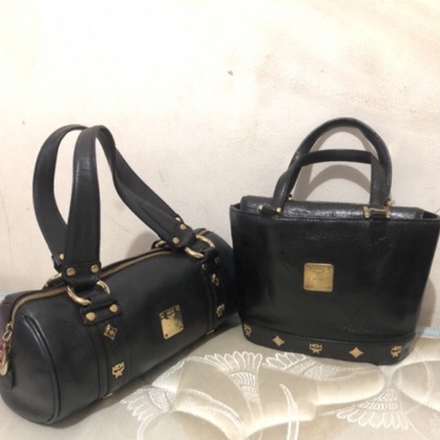 Paket 2 tas MCM munchen signature tas kulit handbag authentic asli original second preloved