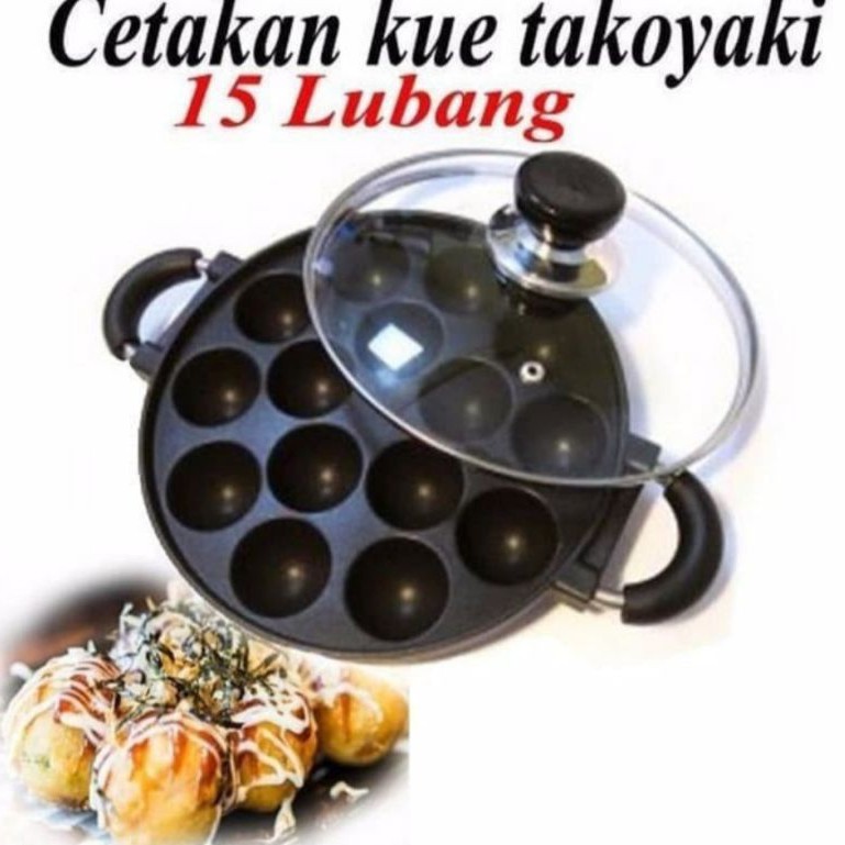 cetakan takoyaki / loyang kue takoyaki 15 lubang / cetakan pofertjes / teflon takoyaki