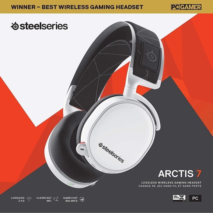 Headset Steelseries Arctis 7 Wireless 7.1 DTS - Gaming - Black - White