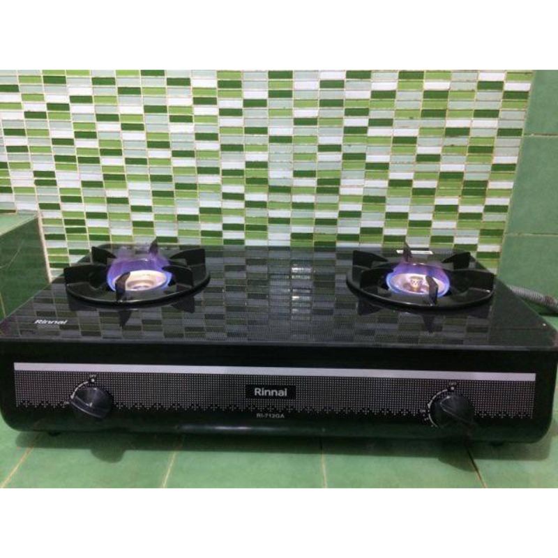 Kompor Rinnai 2 Tungku Jumbo Besar Tornado kaca Api lilin Lengkap Garansi resmi