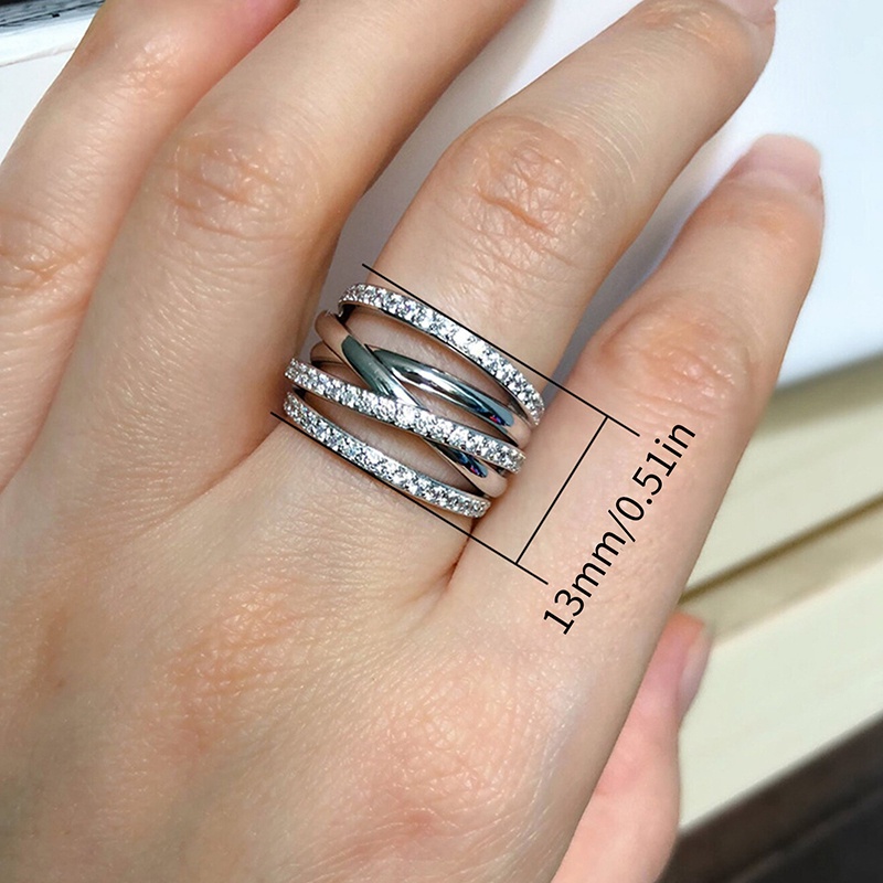 Cincin Wanita Desain Lilit Hias Batu Putih Gaya Etnik Untuk Hadiah Kejutan