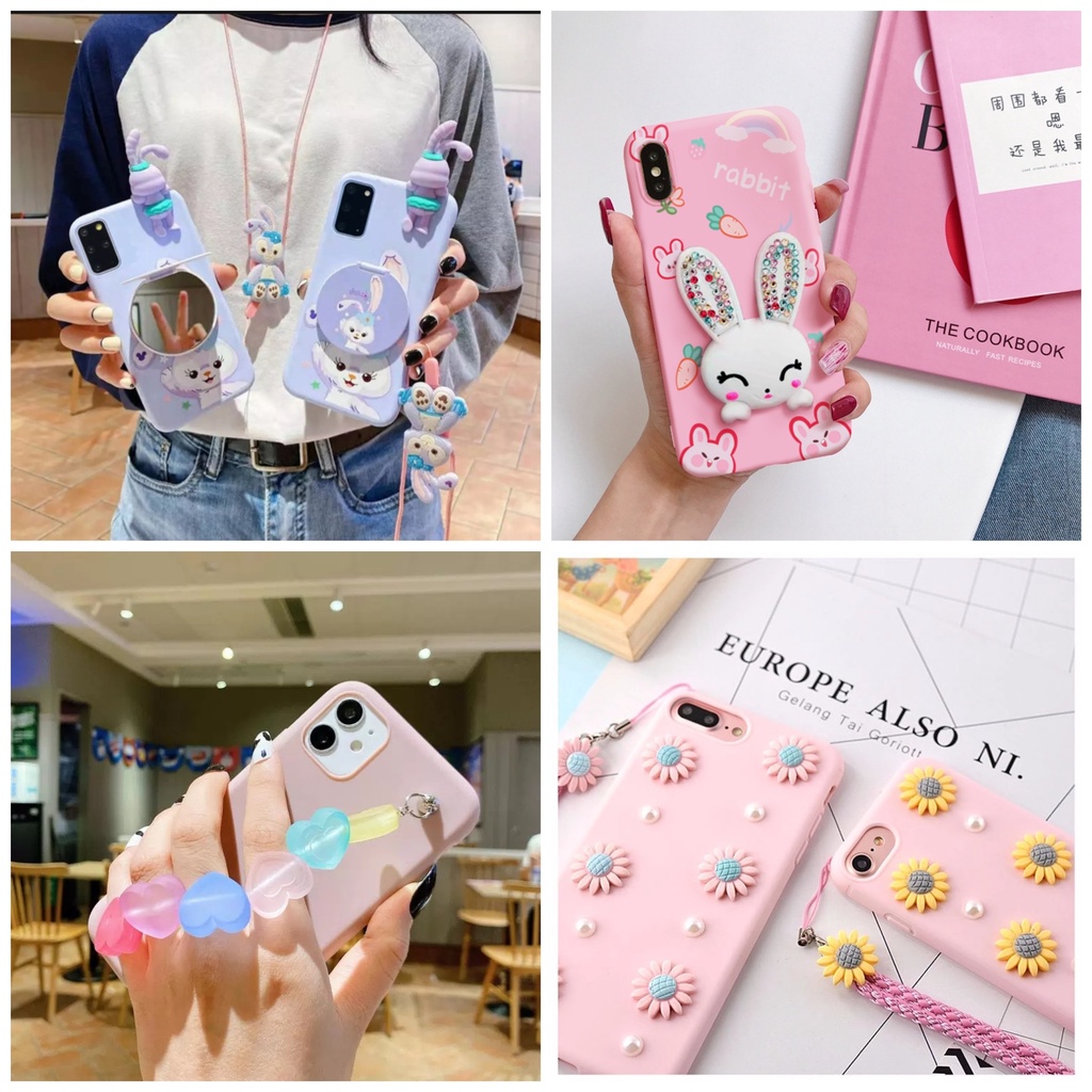 Korean Pink Series Case Motif Flower Vivo V9 V19 V21 4G V21 5G V25 5G V25E V25 Pro