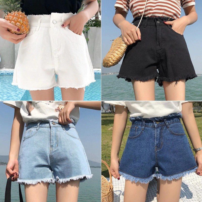 denim loose shorts