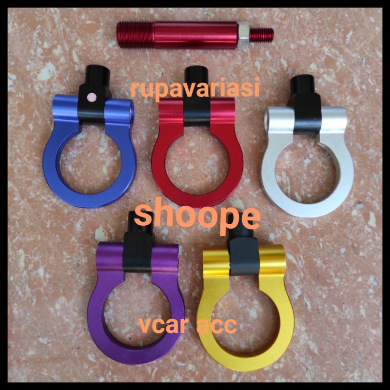 TOWING HOOK DEREK MOBIL DEPAN MOBIL TOYOTA CALYA / AGYA TIPE TRD  / DAIHATSU SIGRA AYLA GR sport MERAH BIRU SILVER hitam emas ungu TIANG PANJANG 2022