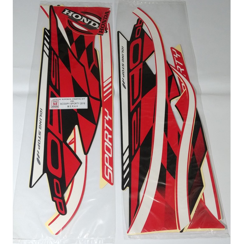 Striker Motor Bodi /  Stiker Bodi & Lis Body & Striping Scoopy 2018 Sporty Merah