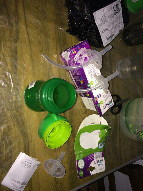 Philips Avent Straw Cup Bendy Bottle 300ml 10oz 12m+ Botol Minum Sedotan Boy Green / Pink Girl