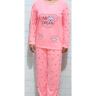 Baju Tidur Dewasa Lengan Panjang CPP XXL Piyama Dewasa murah-ORANGE DREAM