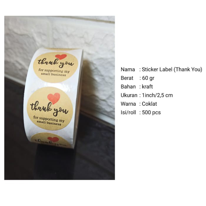 

Sticker Label Stiker Label Thank You for supporting my small business