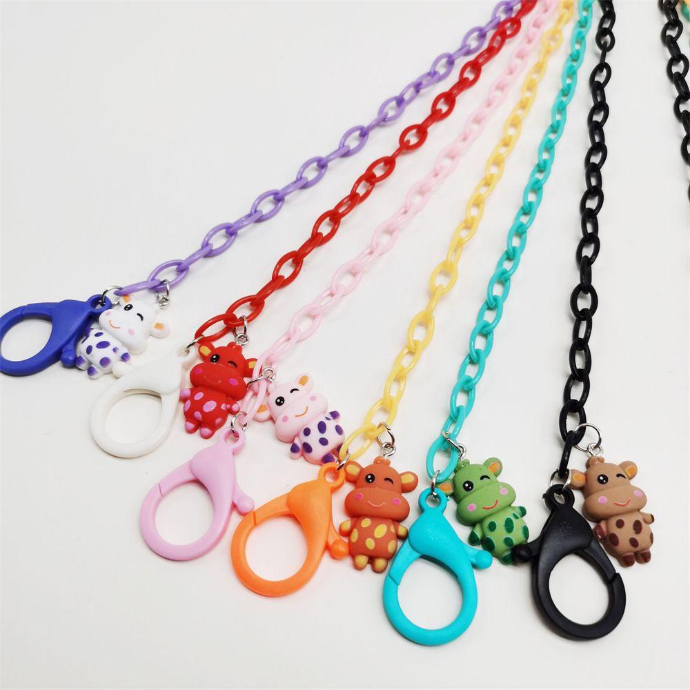 R-flower Face Cover Chain Multicolor Kartun Tutul Sapi Api Truk Rantai Akrilik Rantai Kacamata