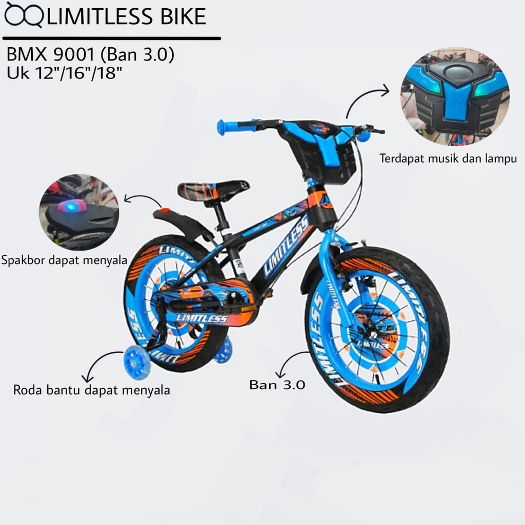 SEPEDA BMX 18 INCH LIMITLESS 9001 BAN 3.0