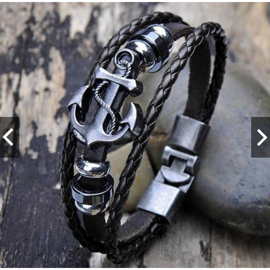 Bangle Cuff Gelang Pria Kulit Faux keren murah import