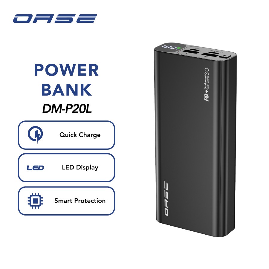 OASE Power Bank 20000mAh Quick Charge 22.5W DM-P20L - ORIGINAL