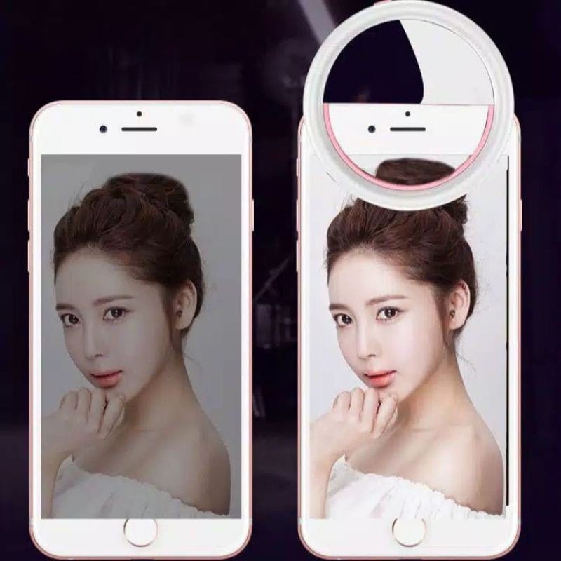 Ring Light Selfie / Lampu Selfie Ring Light Mini jepit HP Gratis Charger